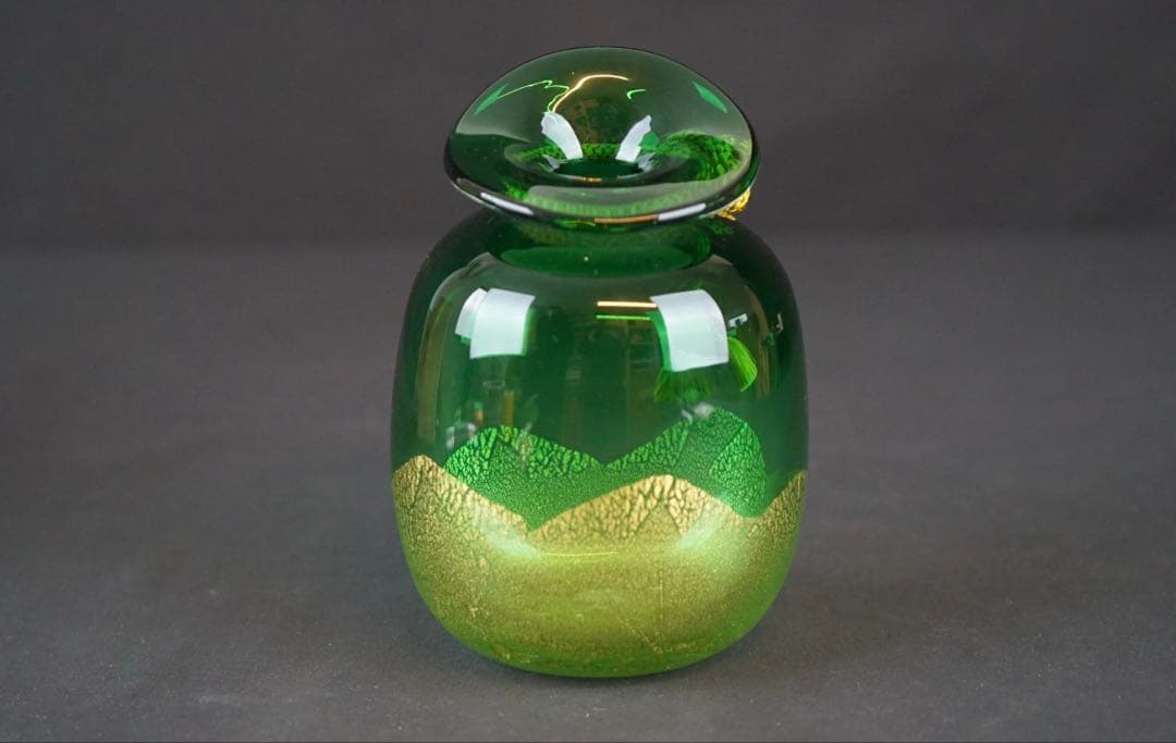 ガラス作家 小林貢 作 宙吹硝子 掛花さし 共箱