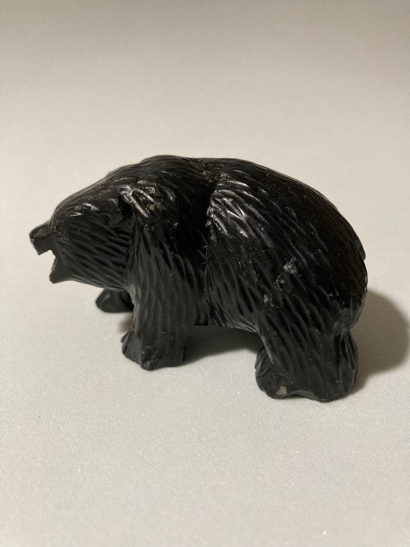 天然石黒色 クマ彫刻 置物 民芸品 工芸品
