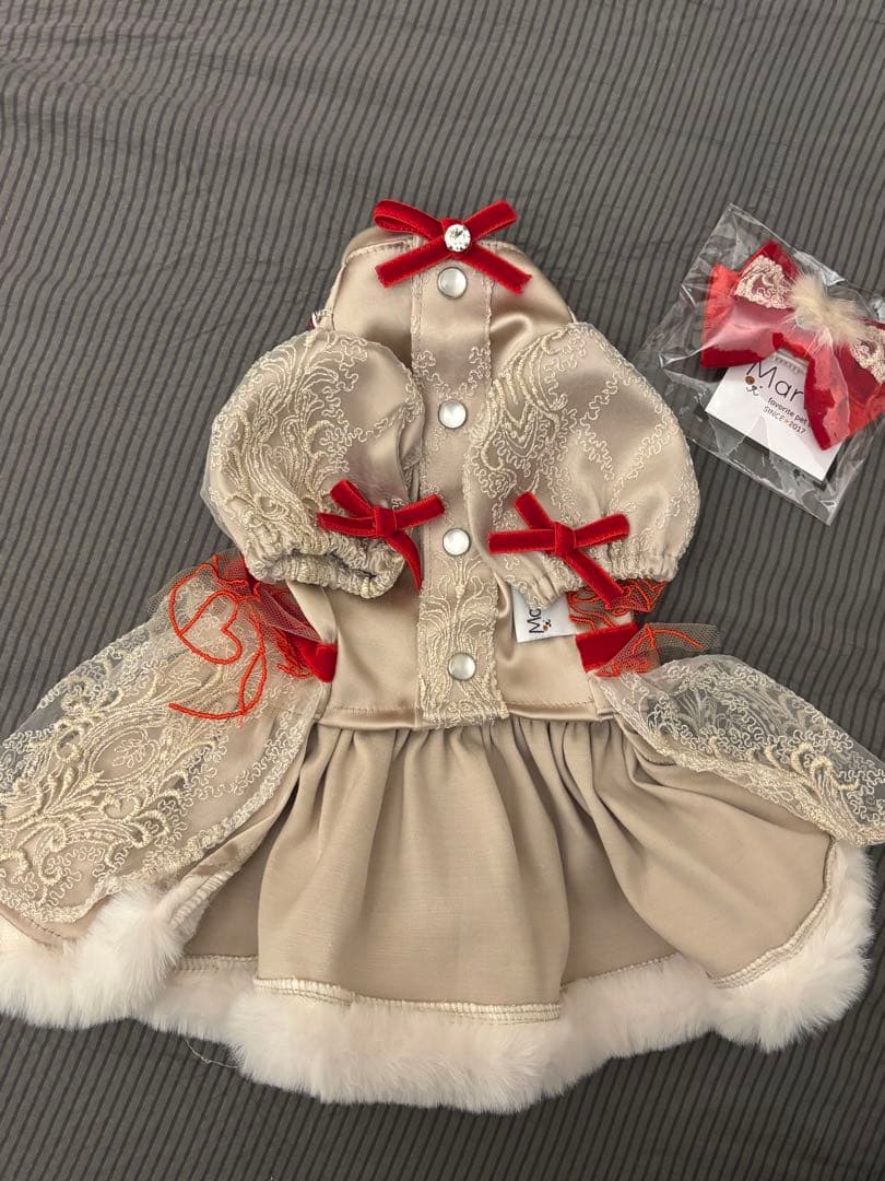 Marvel マルベル コラボワンピース レース ハート バレッタ付き犬服