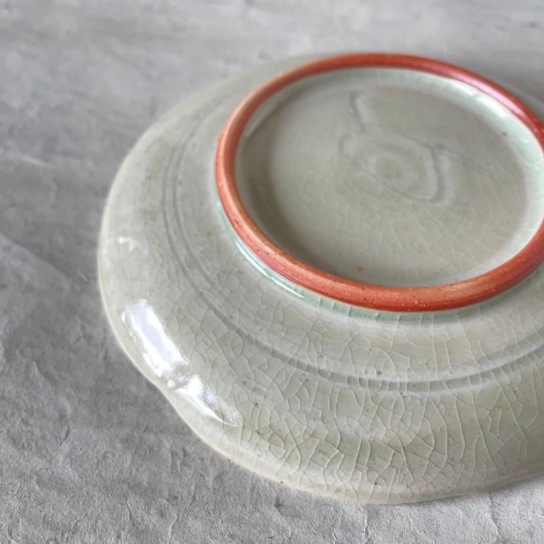 陶芸家イムサエム 染付 鳥紋輪花皿　美品used