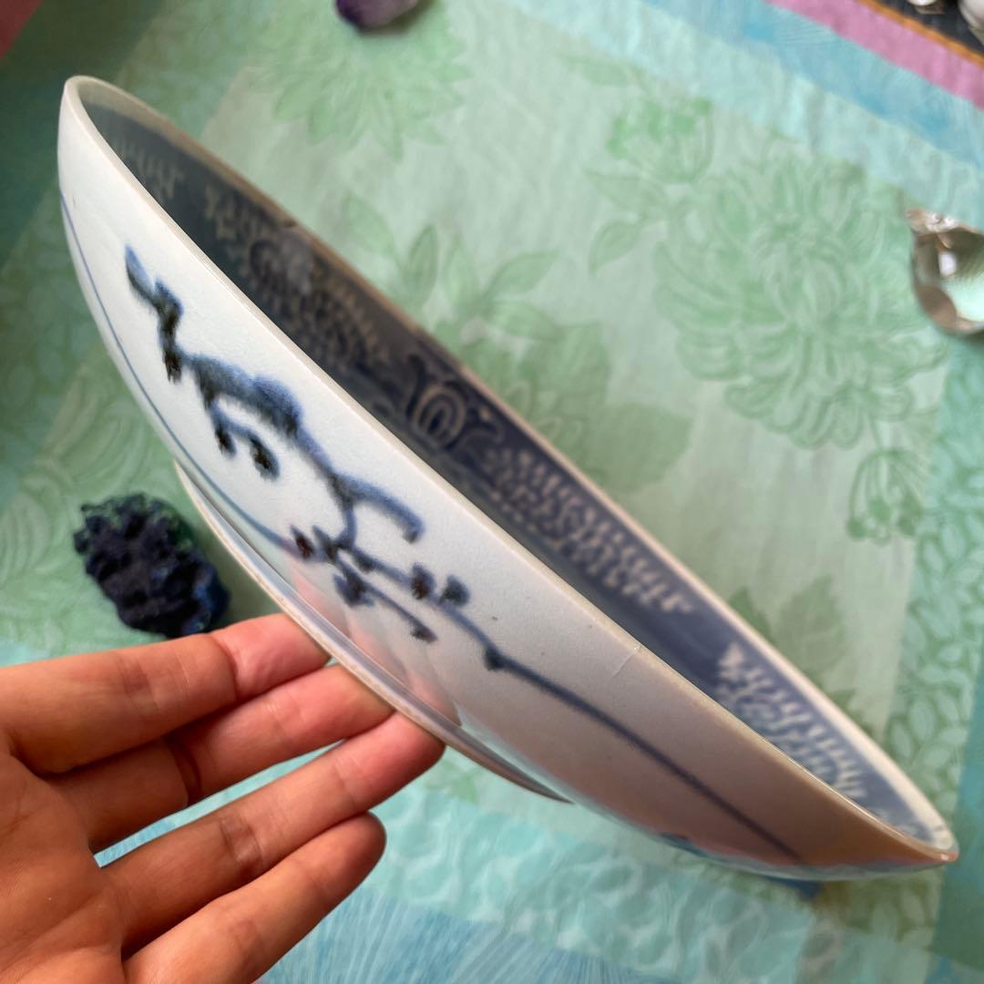 古伊万里　染付　墨弾き　松竹梅　吉祥紋様　大皿