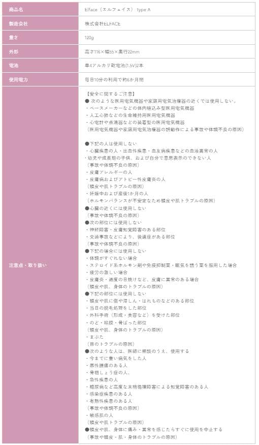 エルフェイス　タイプA　美顔器　中古品　美顔器、エルフェイス