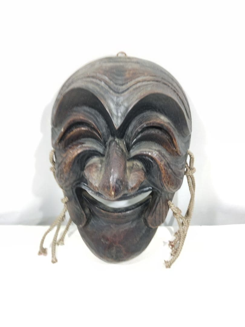木製 笑顔のマスク 伝統工芸品