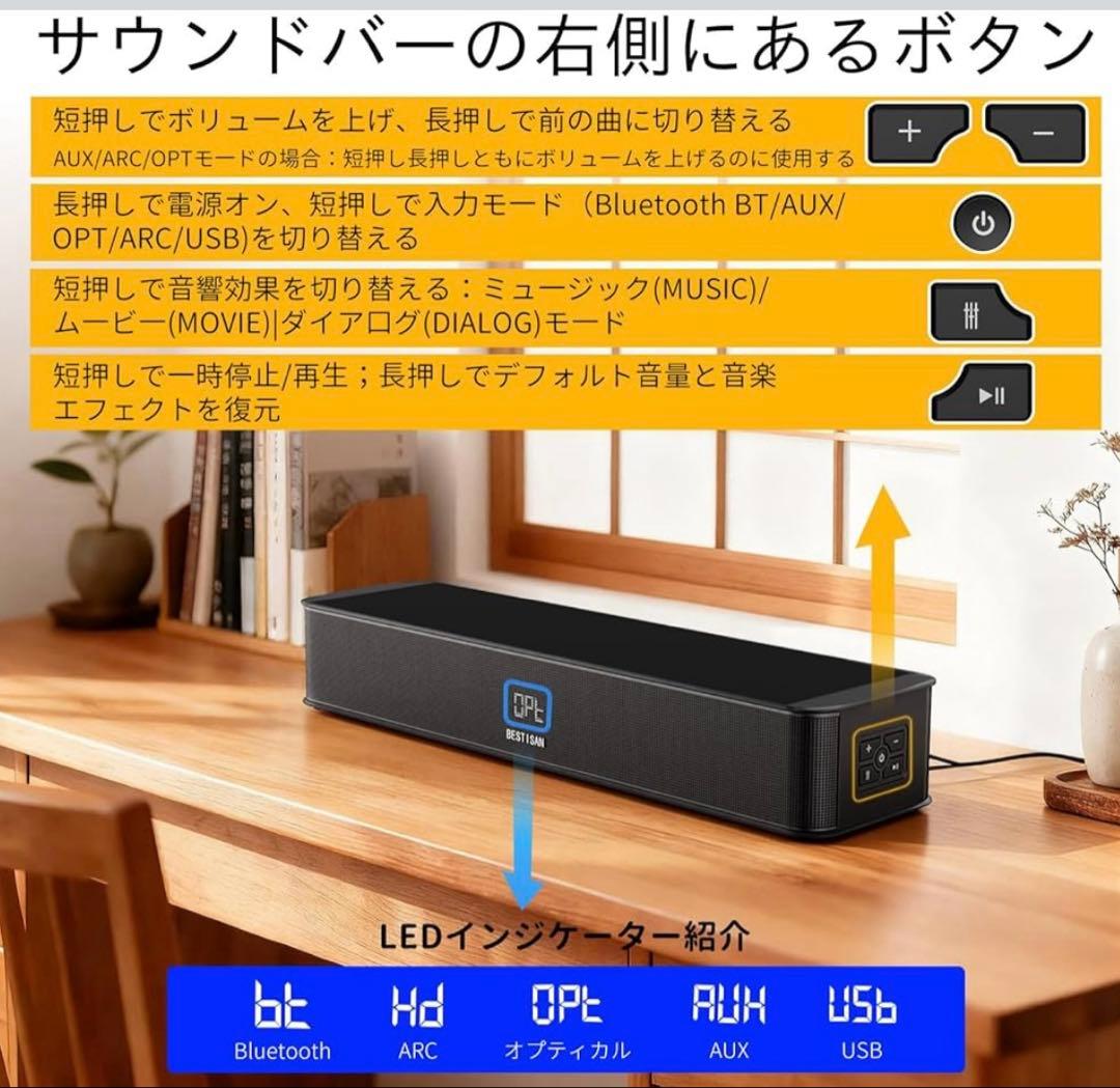 BESTISAN 2.1chサウンドバー 42センチ テレビ用サウンドバー