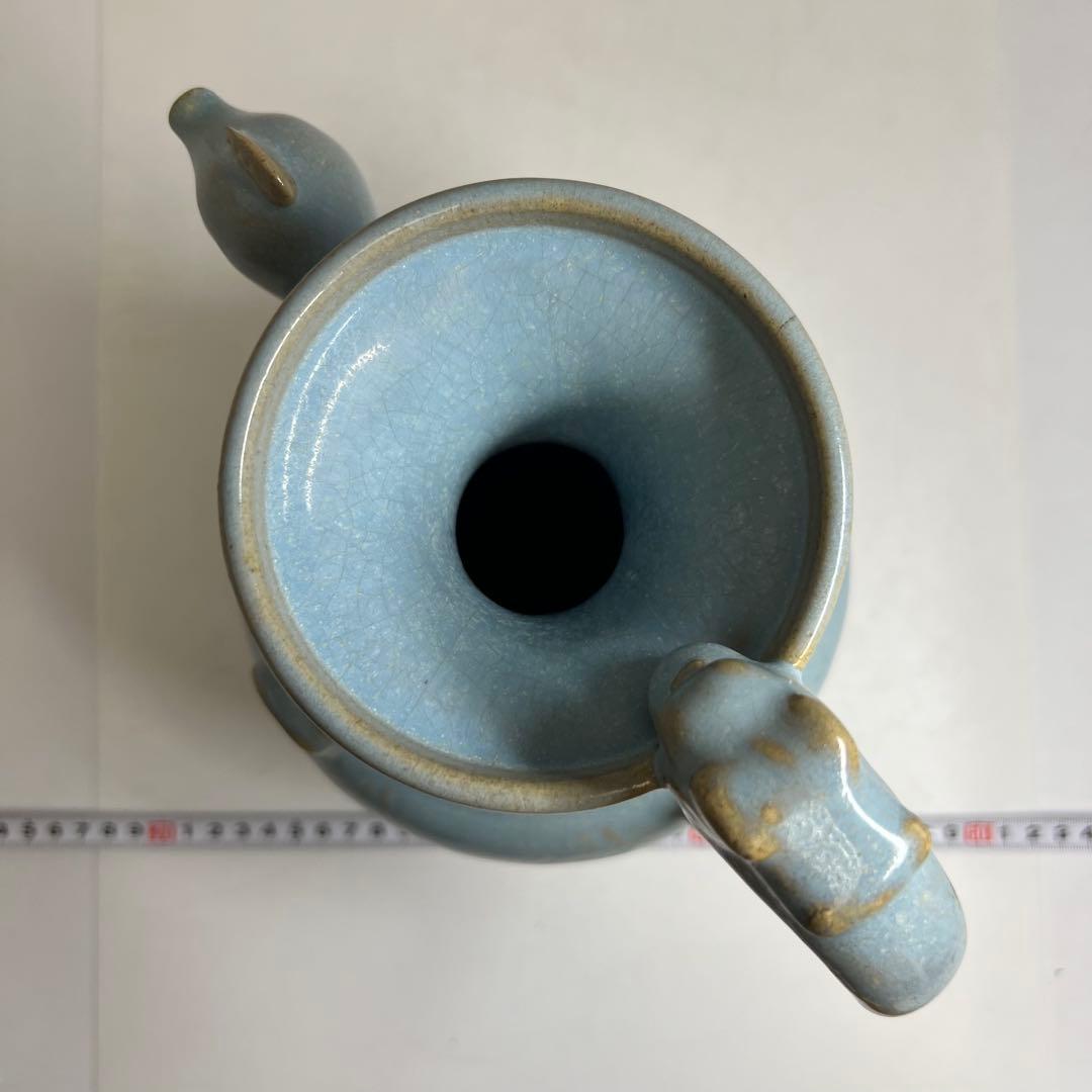 中国美術　均窯鶏冠壷 合箱 h27.5cm 東キ8-0326☆2F