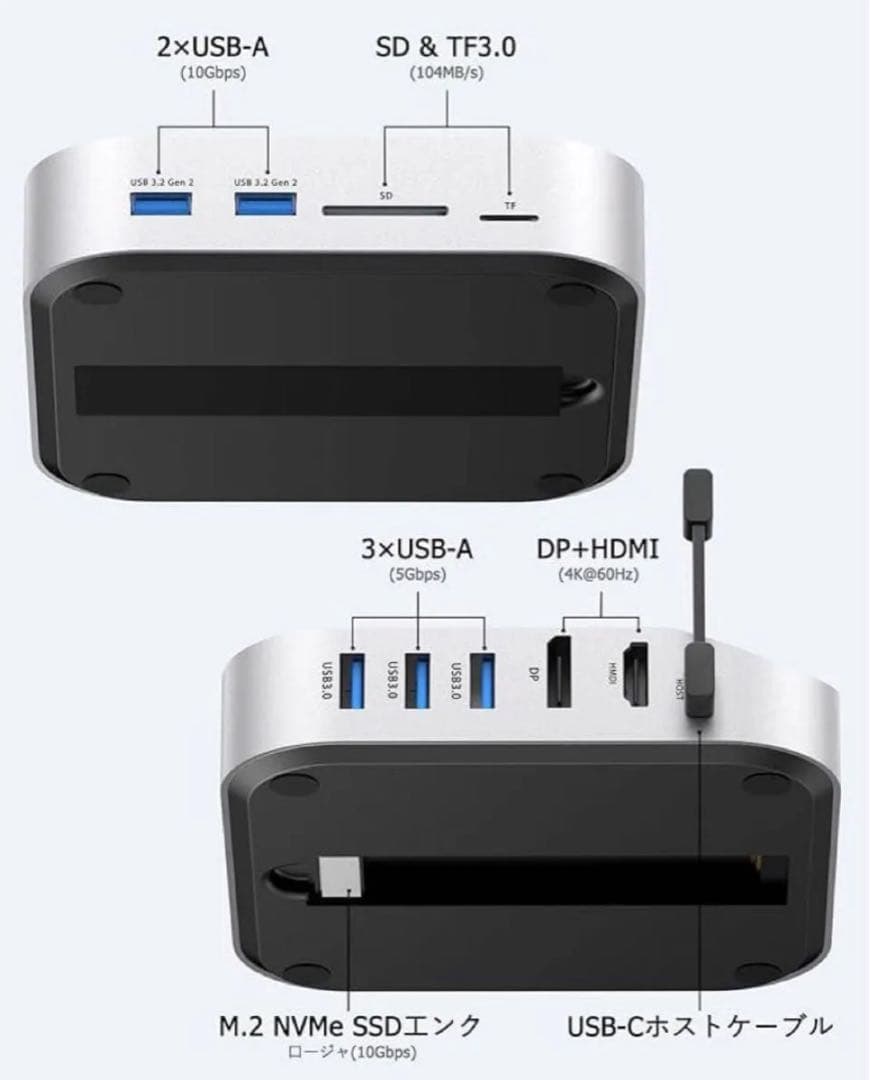 Mac mini M4 Pro専用 ドッキングステーション NVMe SSD