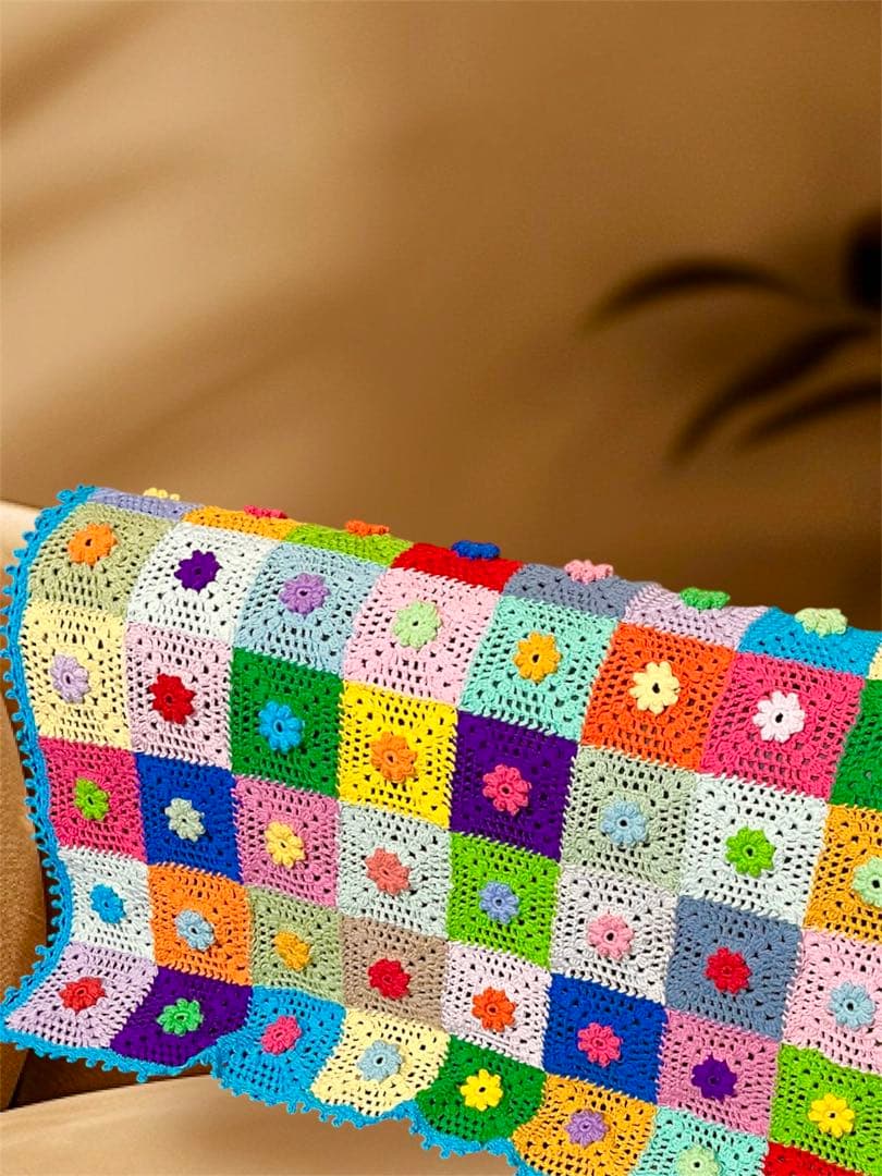 マルチカバー　ブランケット　グラニースクエア　インテリア　ハンドメイド　未使用品