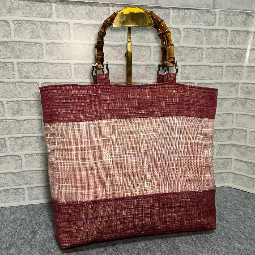 大きめ帯リメイクbag⑪絹♡一点物♡鞄♡手提げ袋♡現品限り♡オリジナル