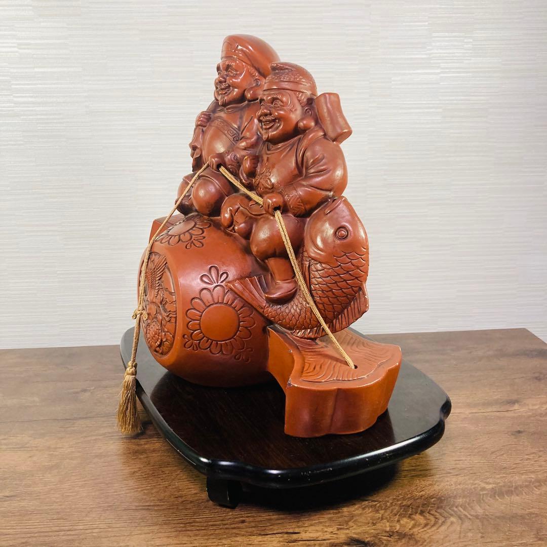 特大　七福神　大黒天様　恵比寿様　打出の小槌　陶器　焼物