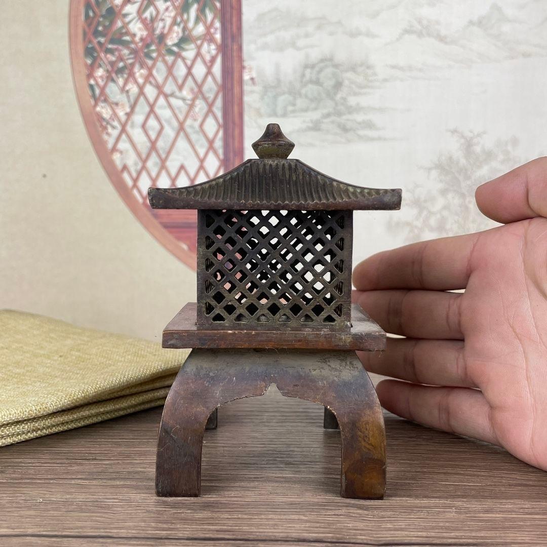 銅製 唐灯 家用供灯 茶台 置物 文房器 茶道具 香道具 装飾品 工芸品