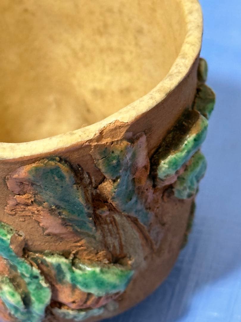 稀少 高浮彫彩絵湯吞 茶道具 茶器