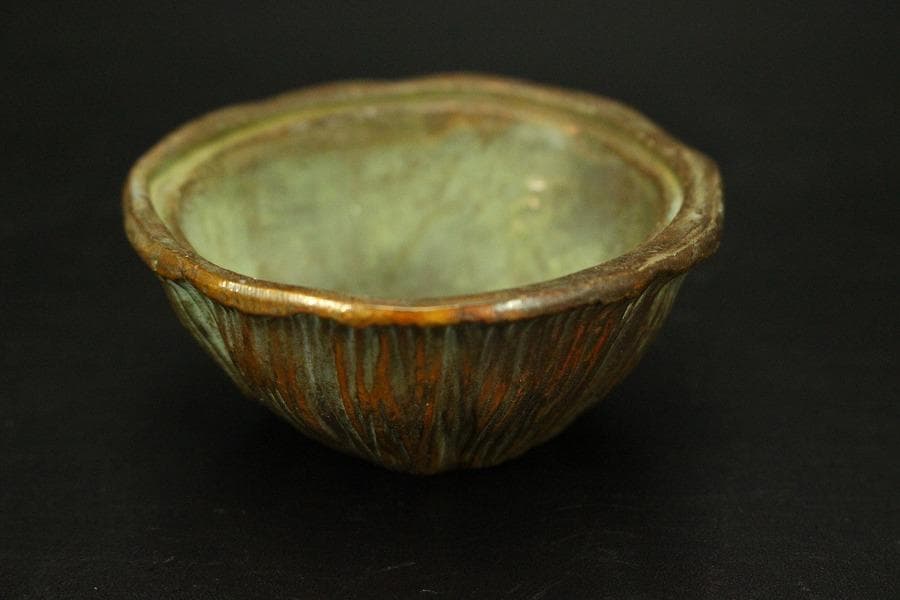古銅 蓮形 在銘 香炉 5.8cmx5.6cm(A291)