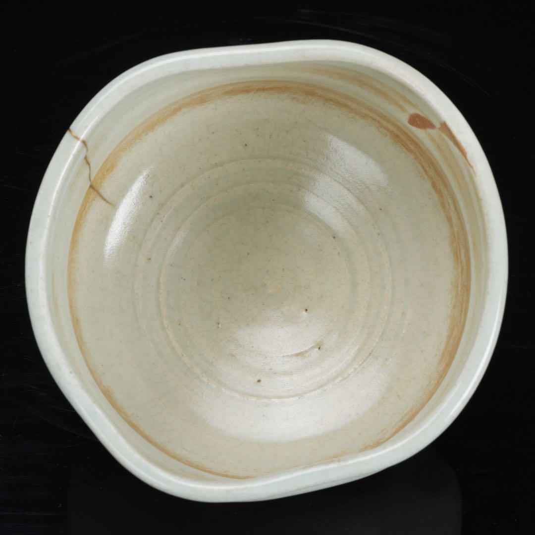 京焼 森岡嘉祥 白釉 御所丸茶碗 金継 共箱 茶道具 抹茶碗 古美術 骨董品