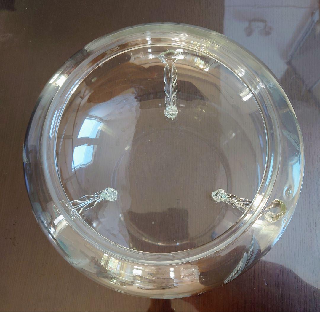 昭和レトロ　三つ脚　切子　金魚鉢