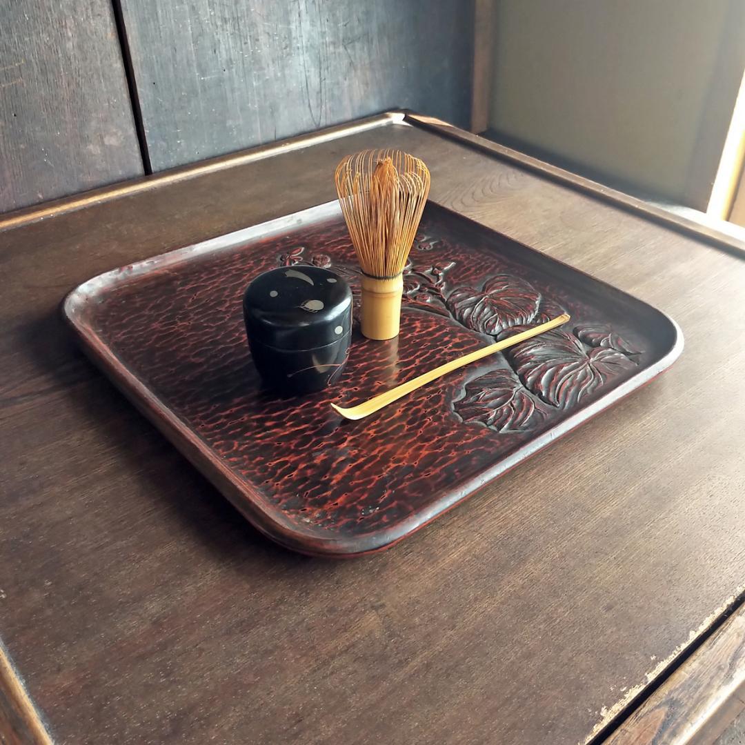 【鎌倉彫　時代物　角皿・角盆　30㎝】