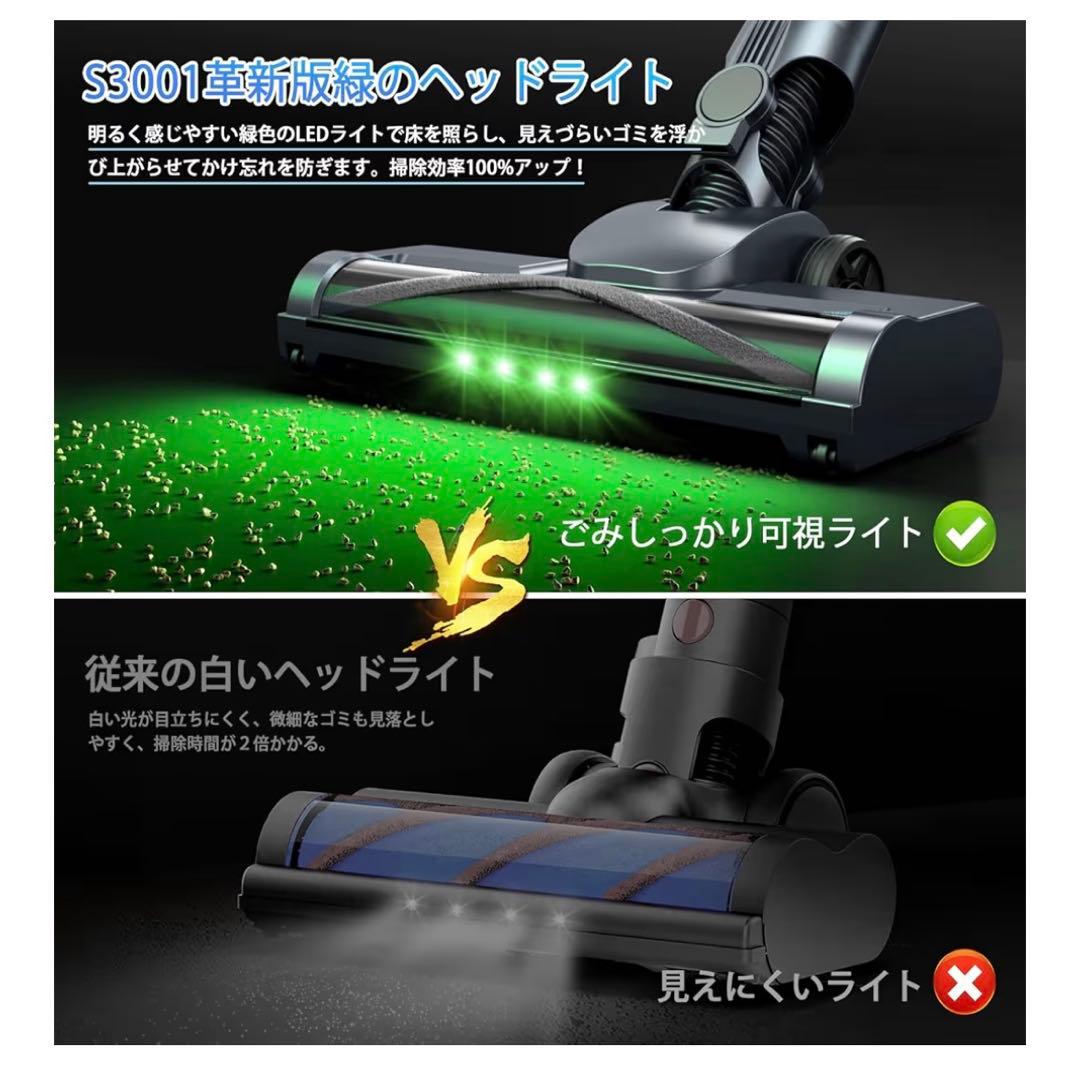 2026最新　コードレス掃除機 120KPa強力吸引 LEDライト付　65分稼働
