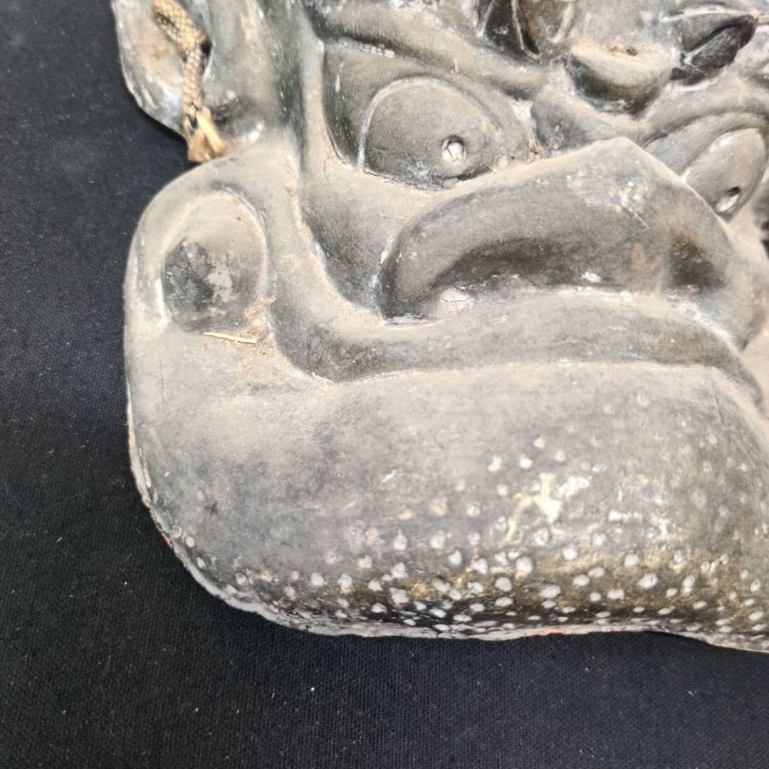 【魔除け】鬼瓦 鬼の面 刻印あり 陶器製 厄除け 縁起物 18.5cm 現状渡し
