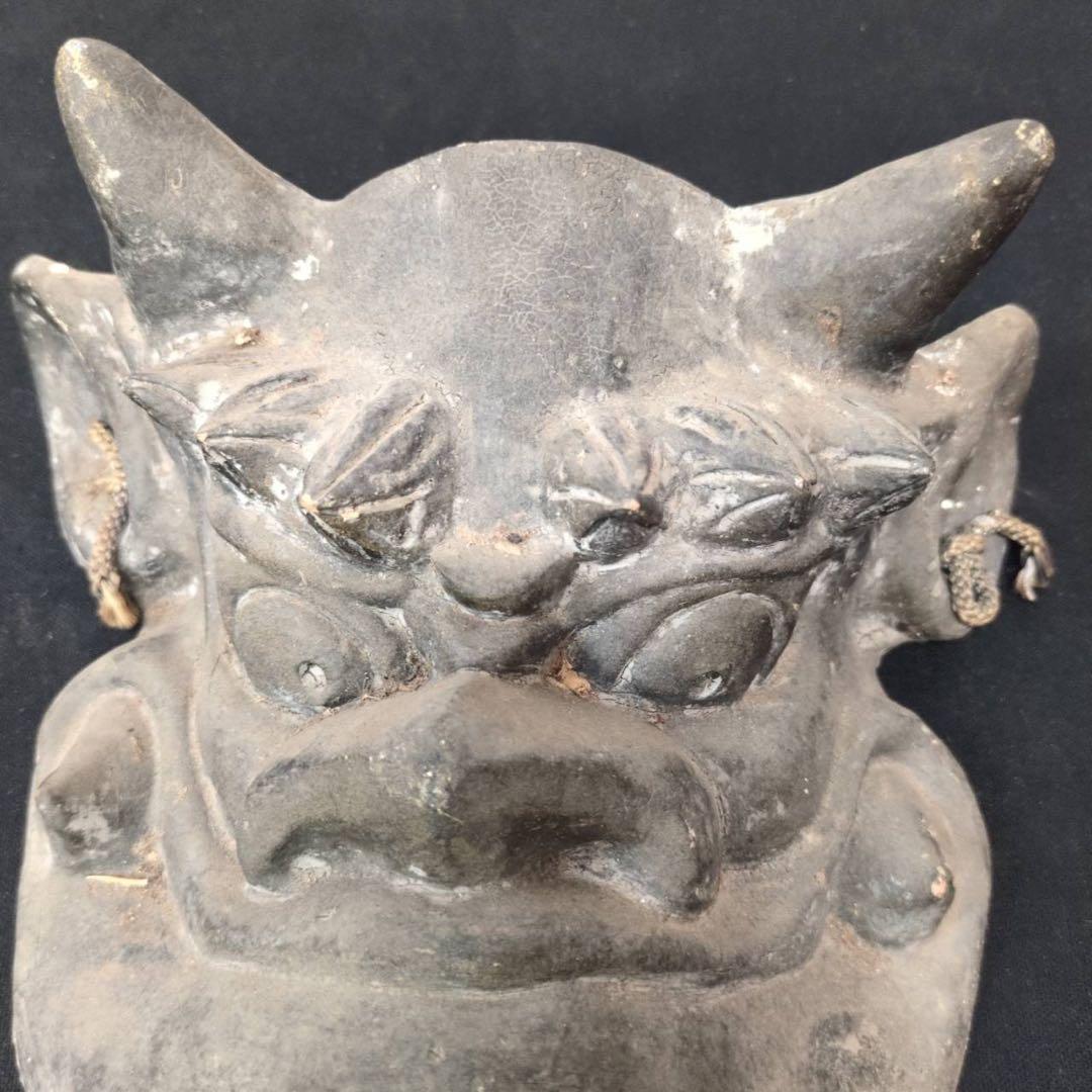 【魔除け】鬼瓦 鬼の面 刻印あり 陶器製 厄除け 縁起物 18.5cm 現状渡し