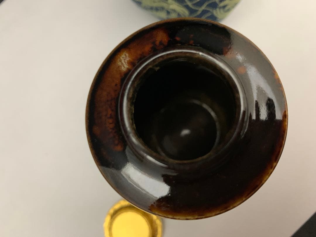肩衝茶入　桶谷定一(作)　牙　蓋　仕覆　共箱　茶道具