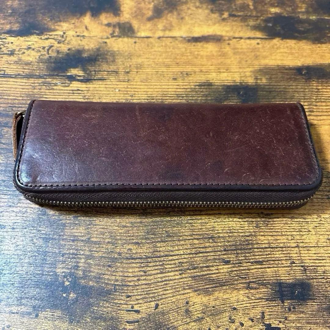 【並品】 sot プエブロレザーペンケース　ダークブラウン　箱、保証書付き