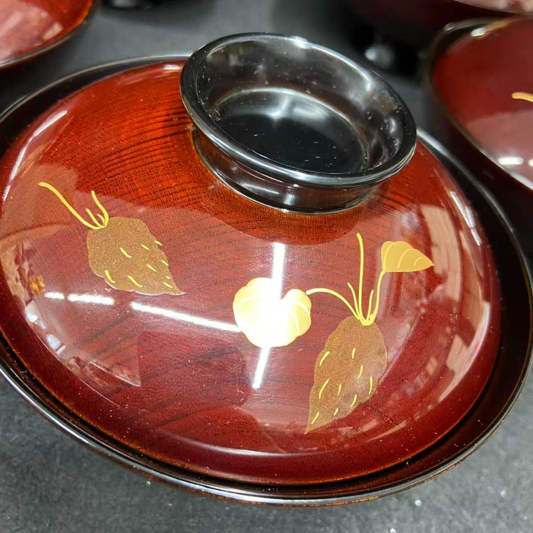 逸品　輪島塗 漆器　　金蒔絵 5客 本漆器 共箱