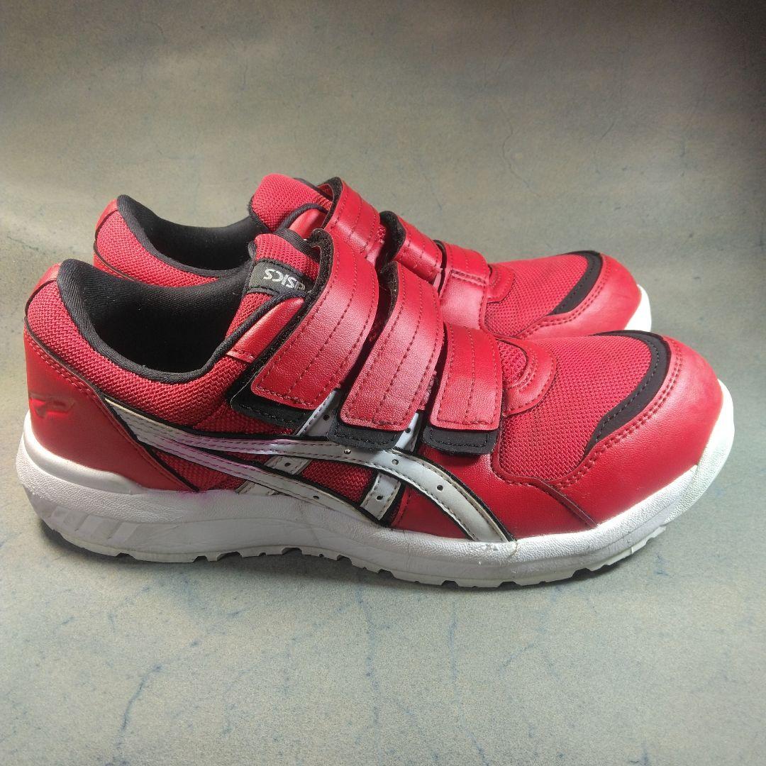 asics ベルクロ式安全靴 レッド　CP205　25cm/2E