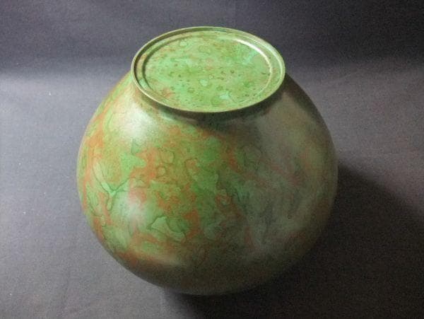 青銅花瓶 峰雲作 高岡銅器 沈金銀 鋳銅花瓶 花瓶 花生 共箱