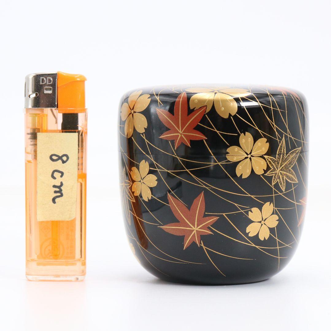 林勝作 黒塗 春秋吹寄せ蒔絵 大棗 薄茶器 茶道具 共箱　V1058