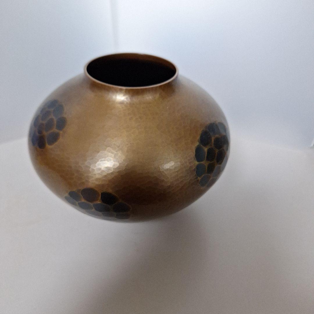 玉川堂　亀甲文　銅製花器　　国無形文化財　 鎚起銅　　中古
