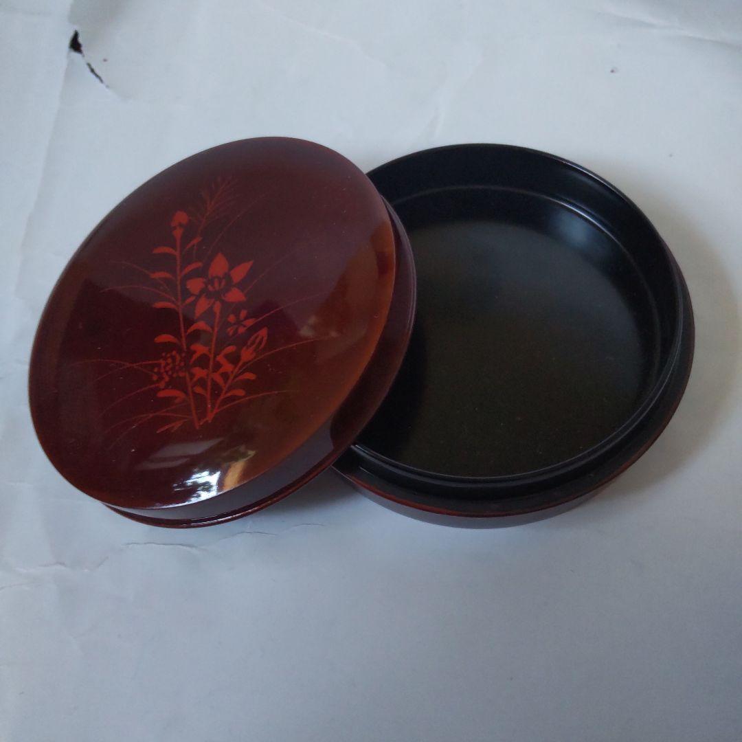 岡本漆専堂 漆器 香合 溜め塗 秋草 表千家 八幡宗豊 花押 共箱 茶道具 新品