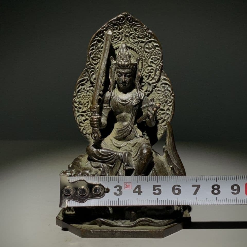 銅細工 文殊菩薩 置物 書道具 文房具 装飾品 工芸品 美術品