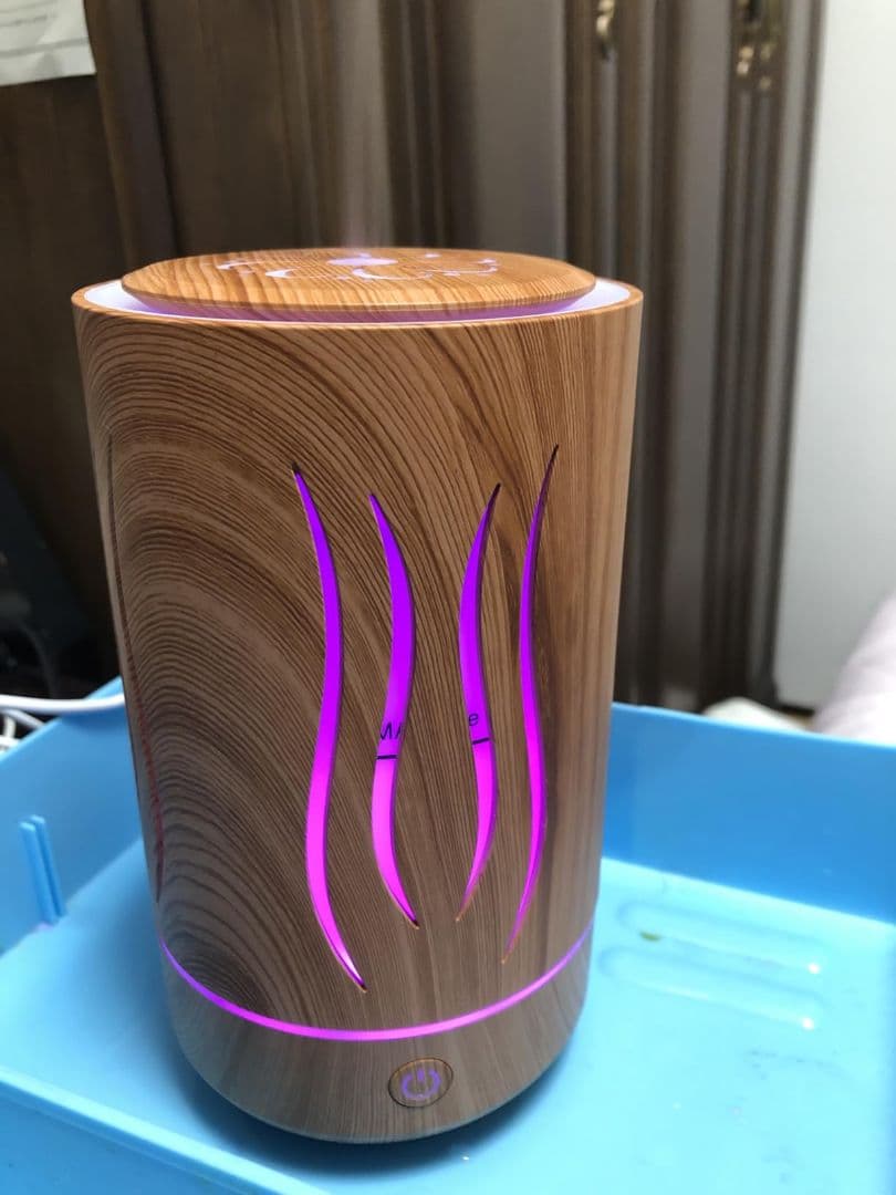 木目調 卓上型加湿器 LEDライト付き
