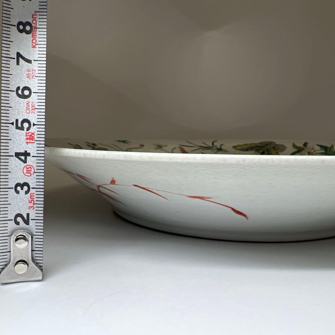 専用中国清時代　粉彩花蝶図大皿　直径約26.5㎝　東Y8-0331☆2Fタルサオ
