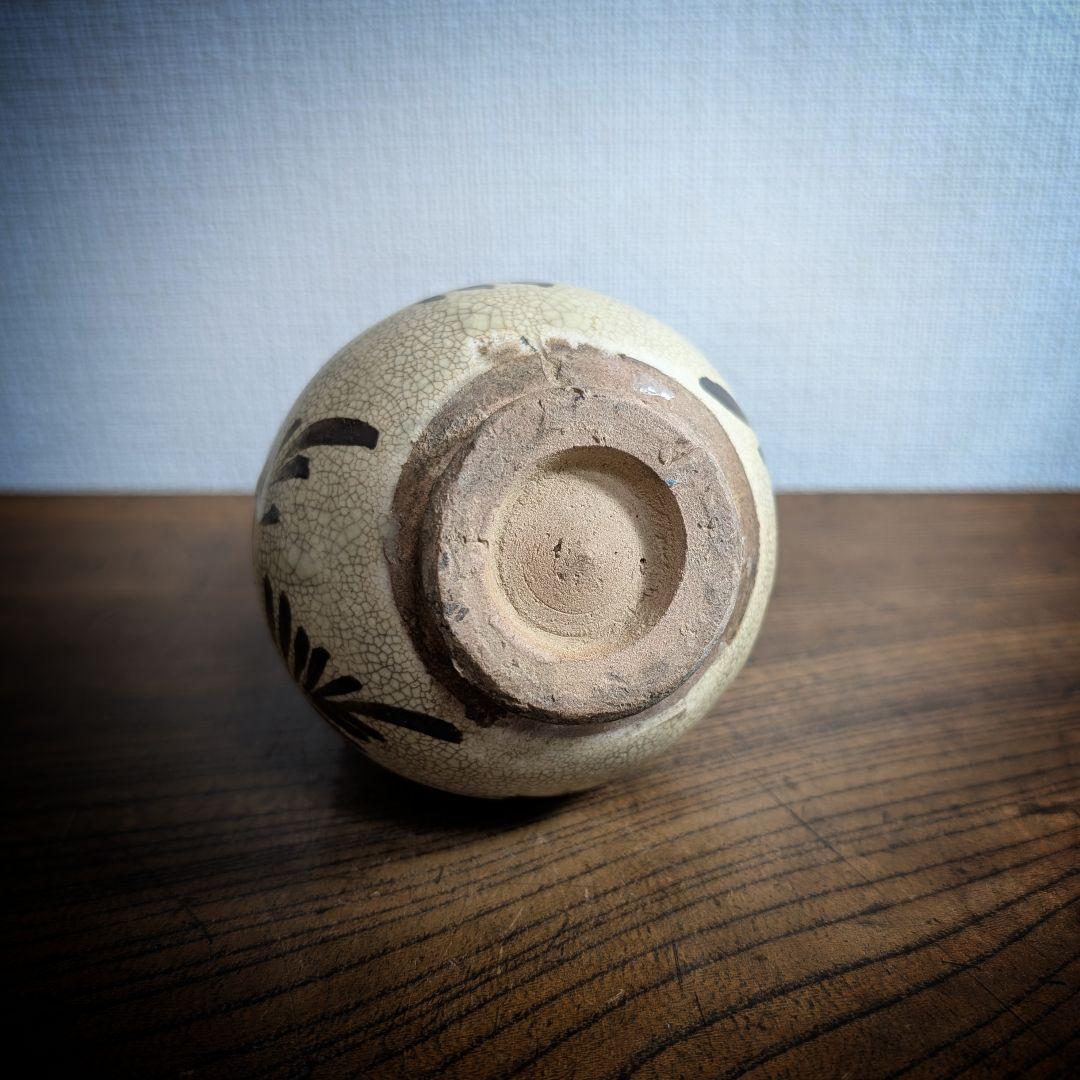 明治期　和蘭陀写　安南風　鉄彩珊瑚文　扁小水注　京焼名工極　一輪挿し　徳利　花器