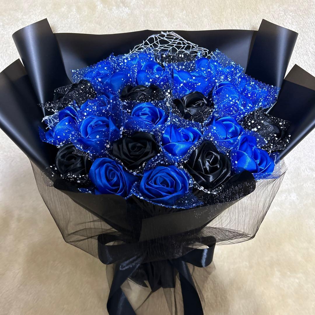 25本黒青バラブーケ　プレゼント お祝い 枯れない花 永生薔薇　特別な人へ