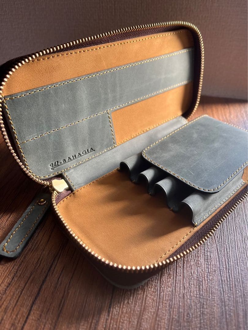 【新品】バハギア ペンケース クレイジーホース オリジナルグリーン