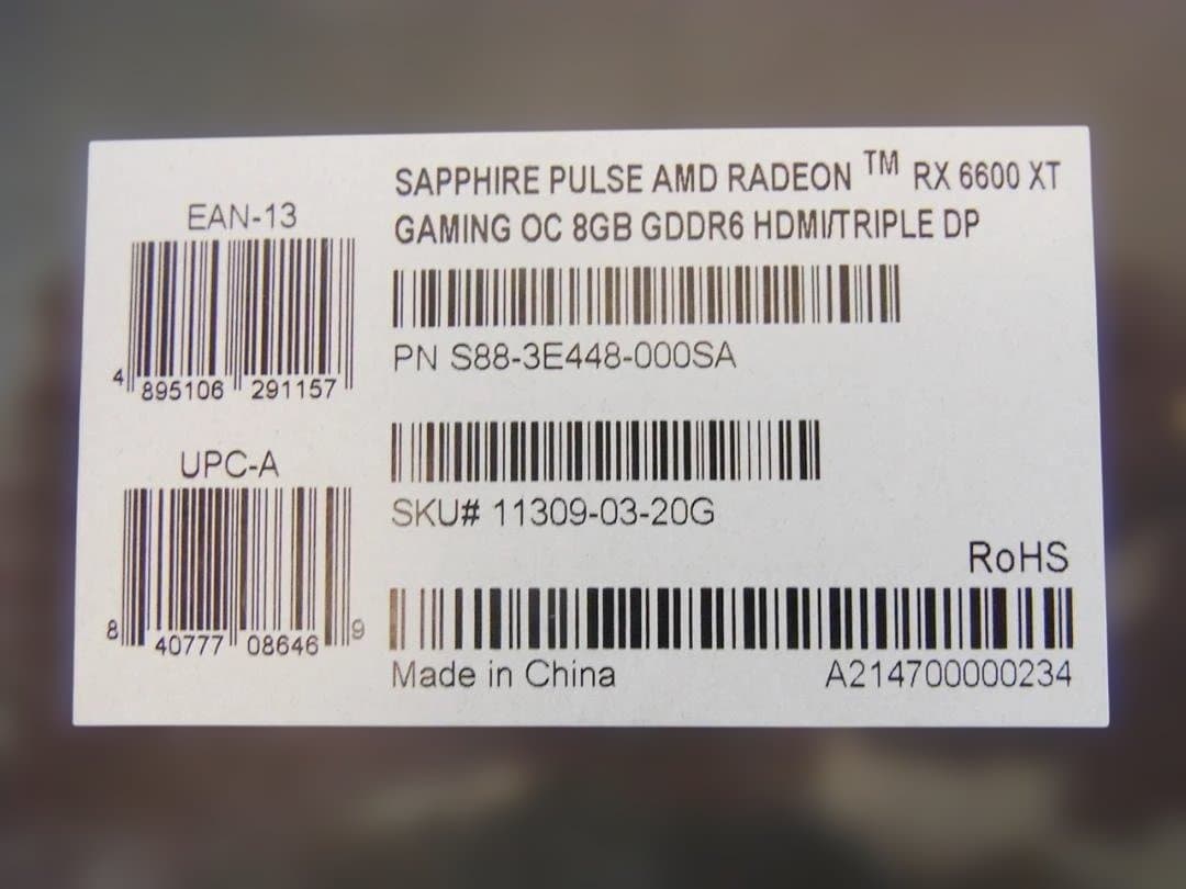 グラフィックボード・グラボ・ビデオカード Sapphire Radeon RX 6600 XT 8GB