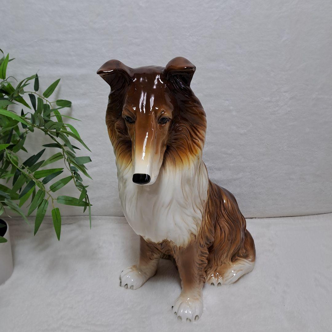 【美品】加藤工芸 ボーダーコリー 陶器 置物 Hand Painted