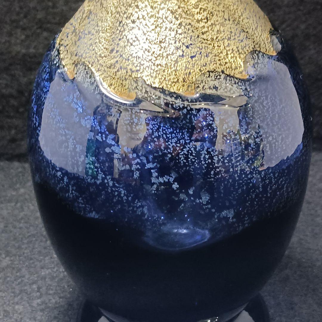 y2878 ベネチアンガラス 多層ブルー金彩ガラス デキャンタ 高さ31.5㎝