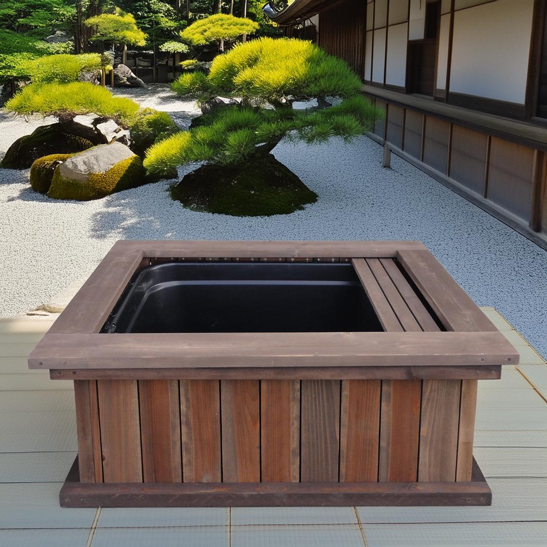 深さの有るビオトープ 120型 　トロ舟＆木枠セット（スライド式棚付き）