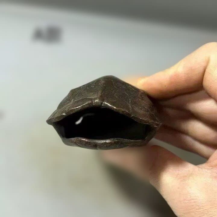 古銅風 亀甲 富甲天下 手把件 小置物 開運 縁起物 銅銭付 工芸品 A