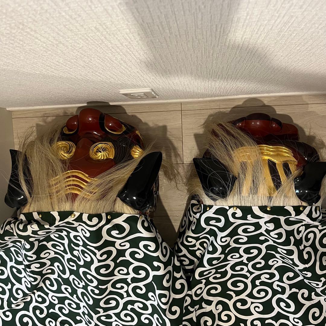獅子舞　獅子頭　木彫　魔除け　祭　置物　古美術　神楽 木製 木彫 縁起物 時代物