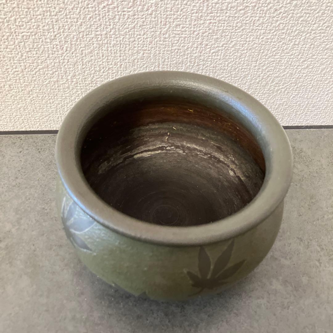 D-4 茶道具 唐銅 建水 楓紋 刻印あり 銅器 こぼし 茶器 伝統工芸 レトロ