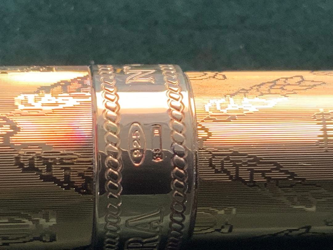 アウロラ AURORA 限定万年筆 ヴェルディ18K B 太字　純銀にゴールド