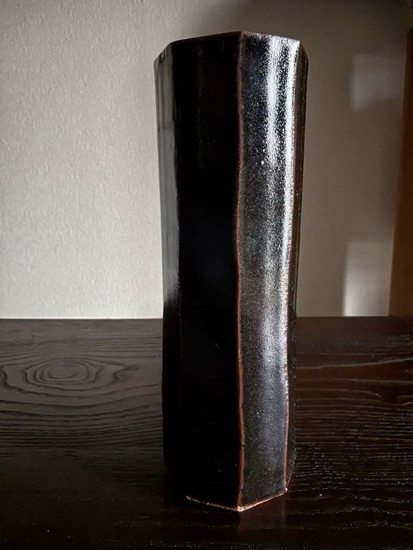 陶芸 古瀬戸 面取花入 近藤隆司 造 成起窯 花瓶 花器 一輪挿し