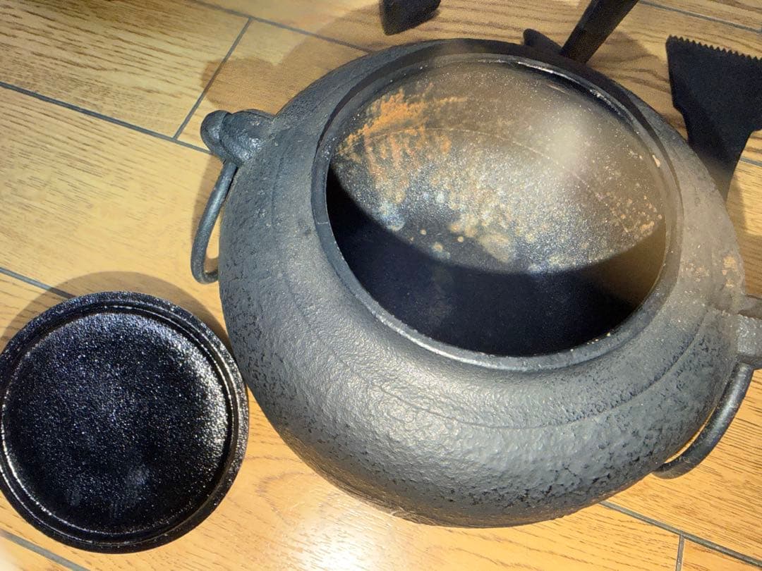 茶道具 鉄鋳物 茶釜 五徳 風炉釜 釜環 灰匙 押 ならし おさえ 火箸 鉄瓶
