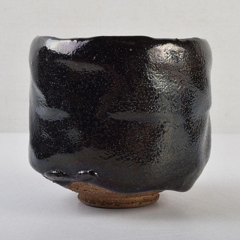 茶道具　芳幽斎　加藤石春作　黒楽茶碗　共布　共箱　M　R9604