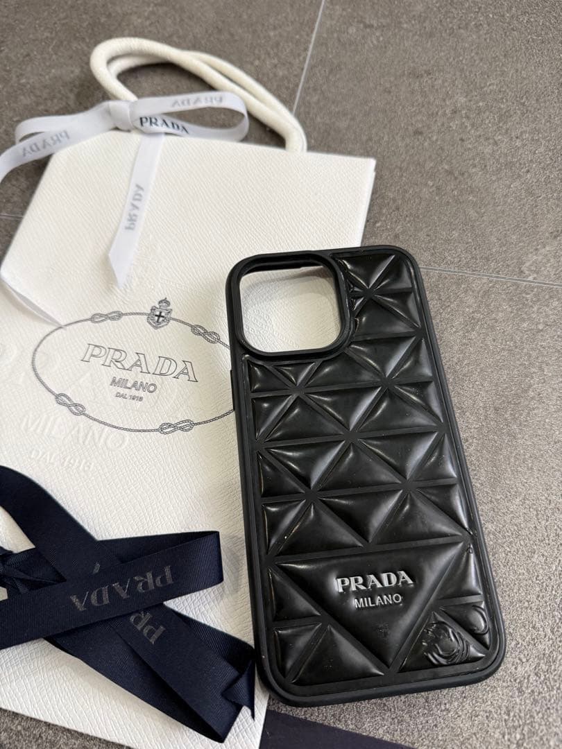 PRADA ブラック iPhone14 ProMax用ケース三角タグ