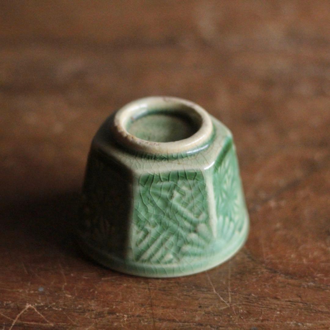 珉平焼 面取 盃 ぐい呑み No.5 煎茶碗 古道具 アンティーク