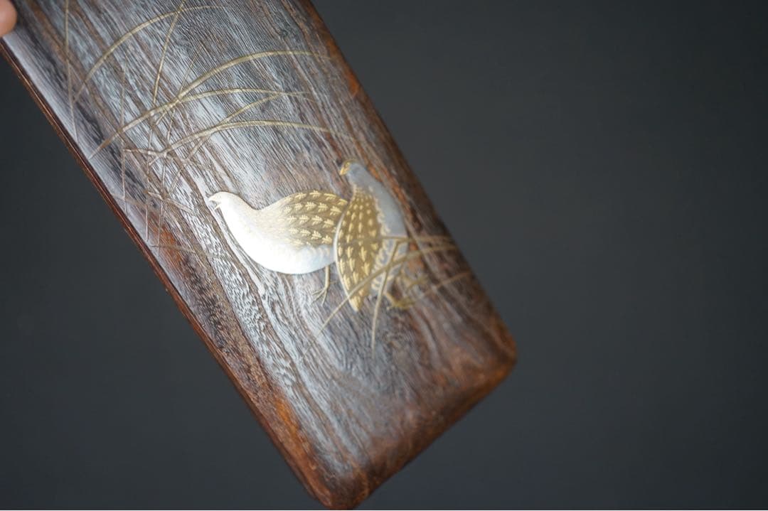 荘司芳真 造 鶉 金銀 蒔絵 硯箱 共箱 / 漆美術 書道具 文化財功労者